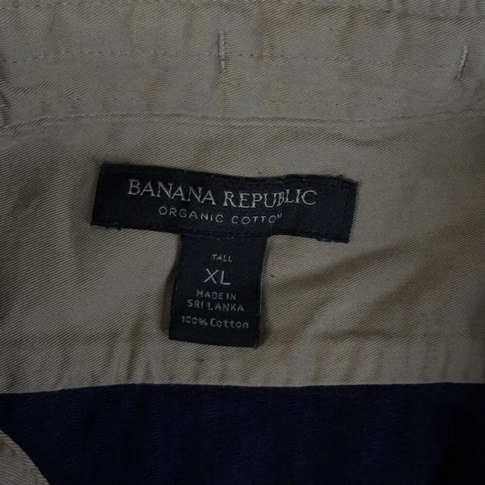 BANANA REPUBLIC Corduroy Shirt Mens XLT Blue Wide Whale Button Organic Cotton
